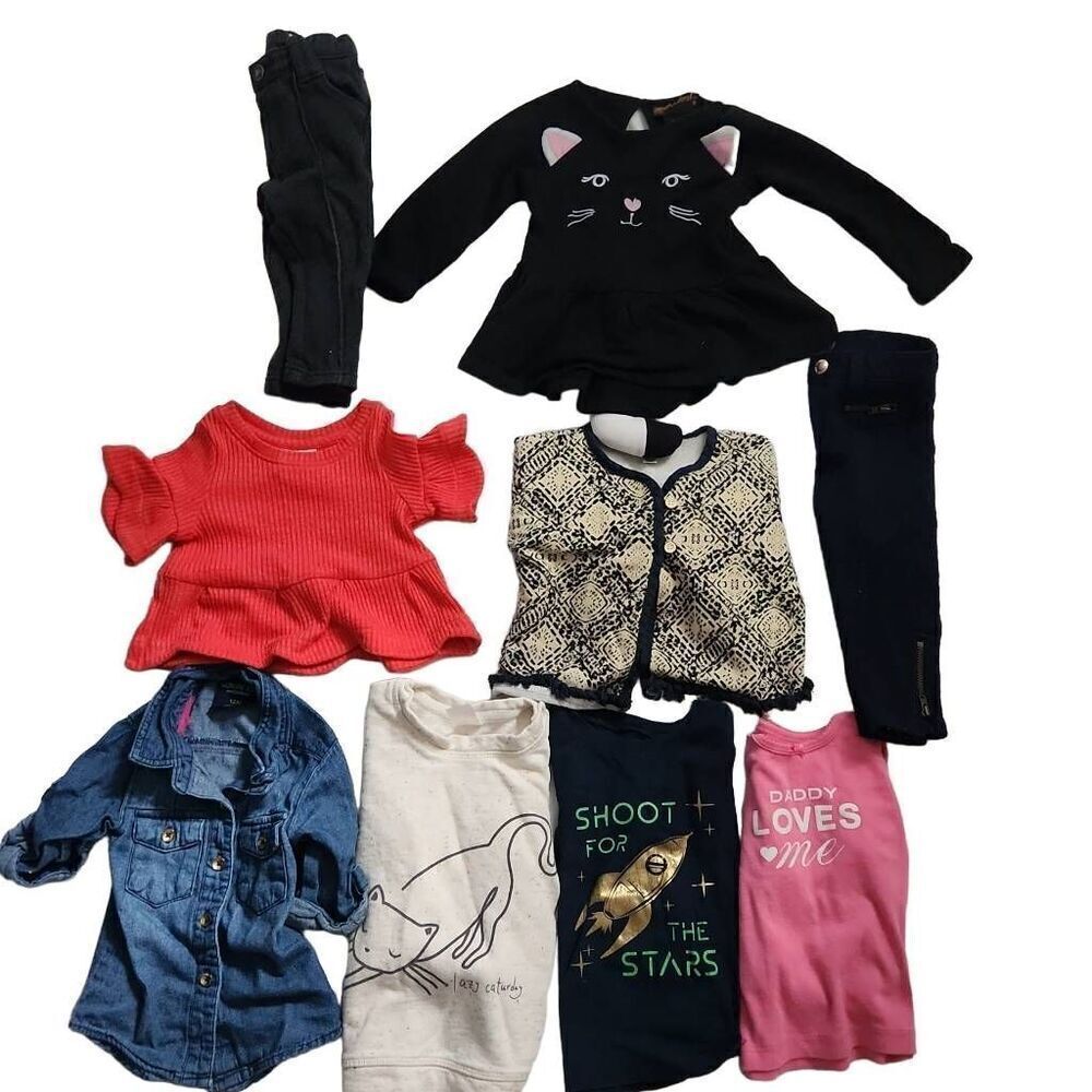 Girls Size 12 Months Lot of 9 Tops Pants Bundle OshKosh Jessica Simpson